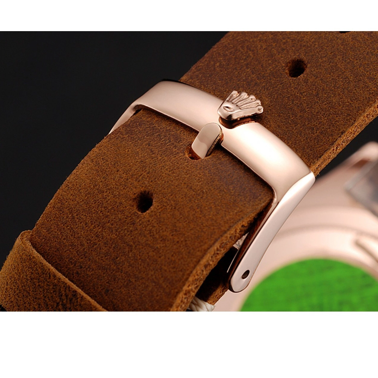 Best AAA Replica Sites Black Rose Gold Bezel Bracelet Yacht Brown Master 1453860 Brown Leather Dial Case Rolex 0712